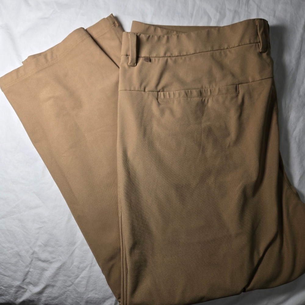 CRZ YOGA Golf Pants Tan 40W Flat Front Technical Stretch Trousers 40x28.5